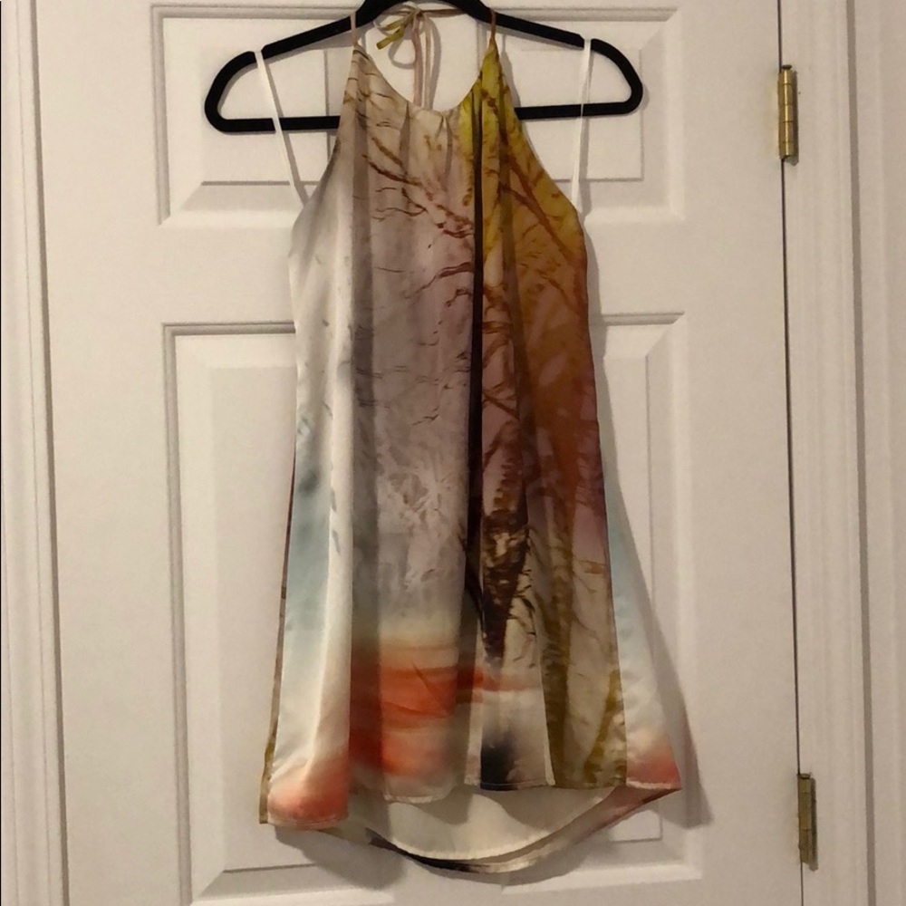 NWOT Satin Print Open Back Mini Dress